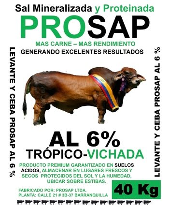 PROSAP AL 6% - Sal Mineralizada y Proteinada para Levante y Ceba — 40 kg